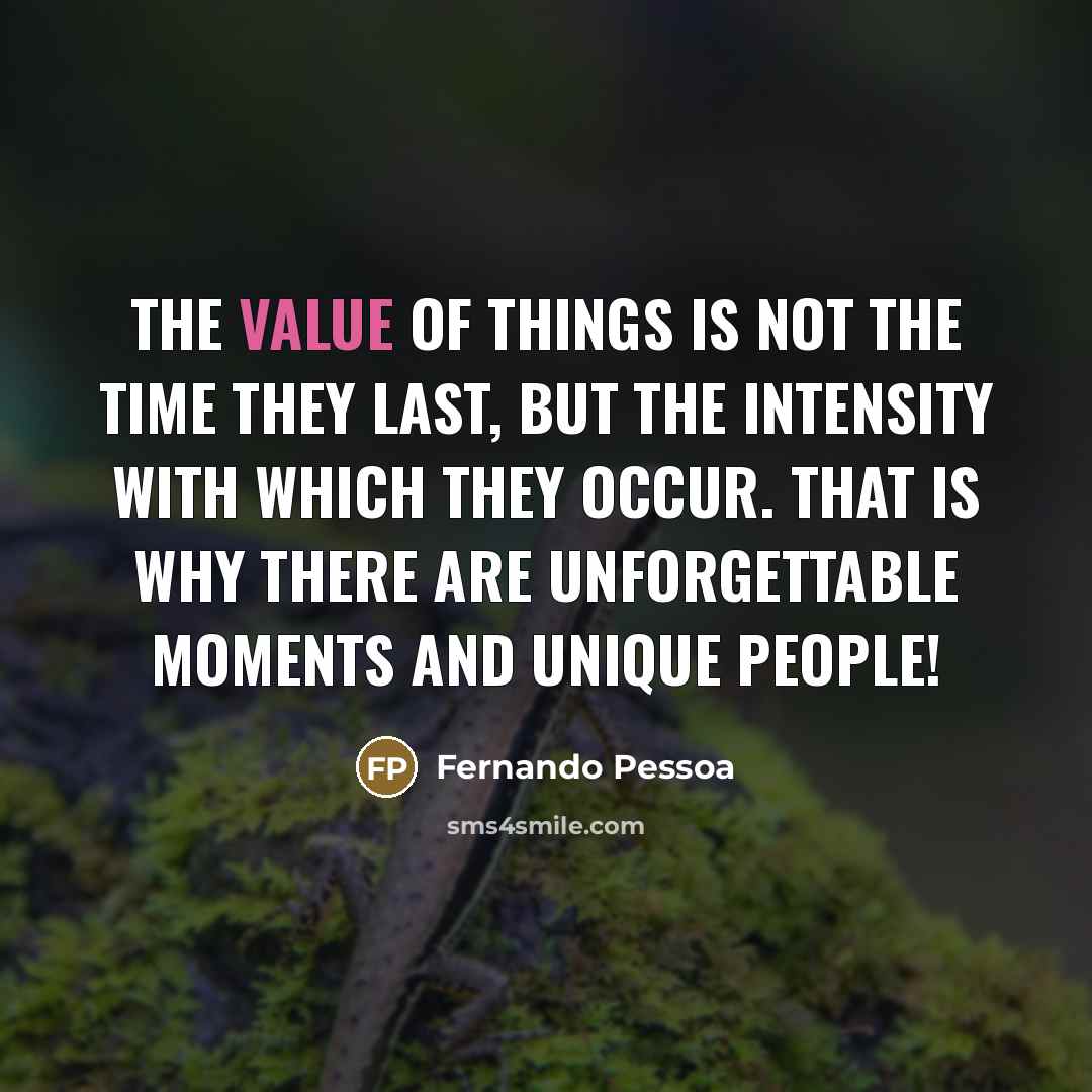 “The value of things is not the time they last,…” quote by Fernando Pessoa