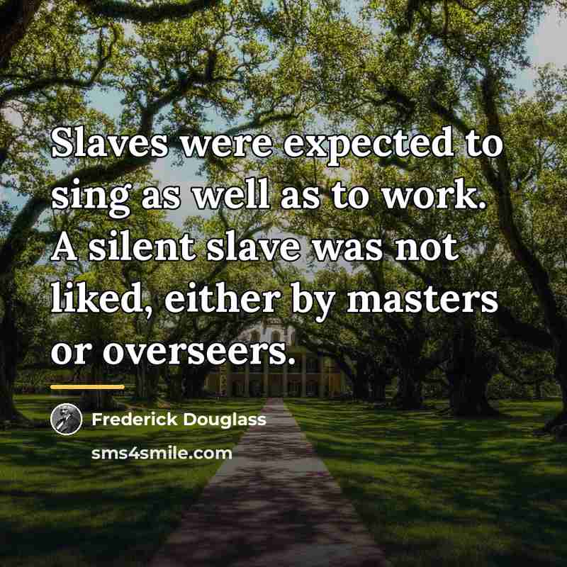 “Slaves were expected to sing as well as to work.…” quote by Frederick Douglass