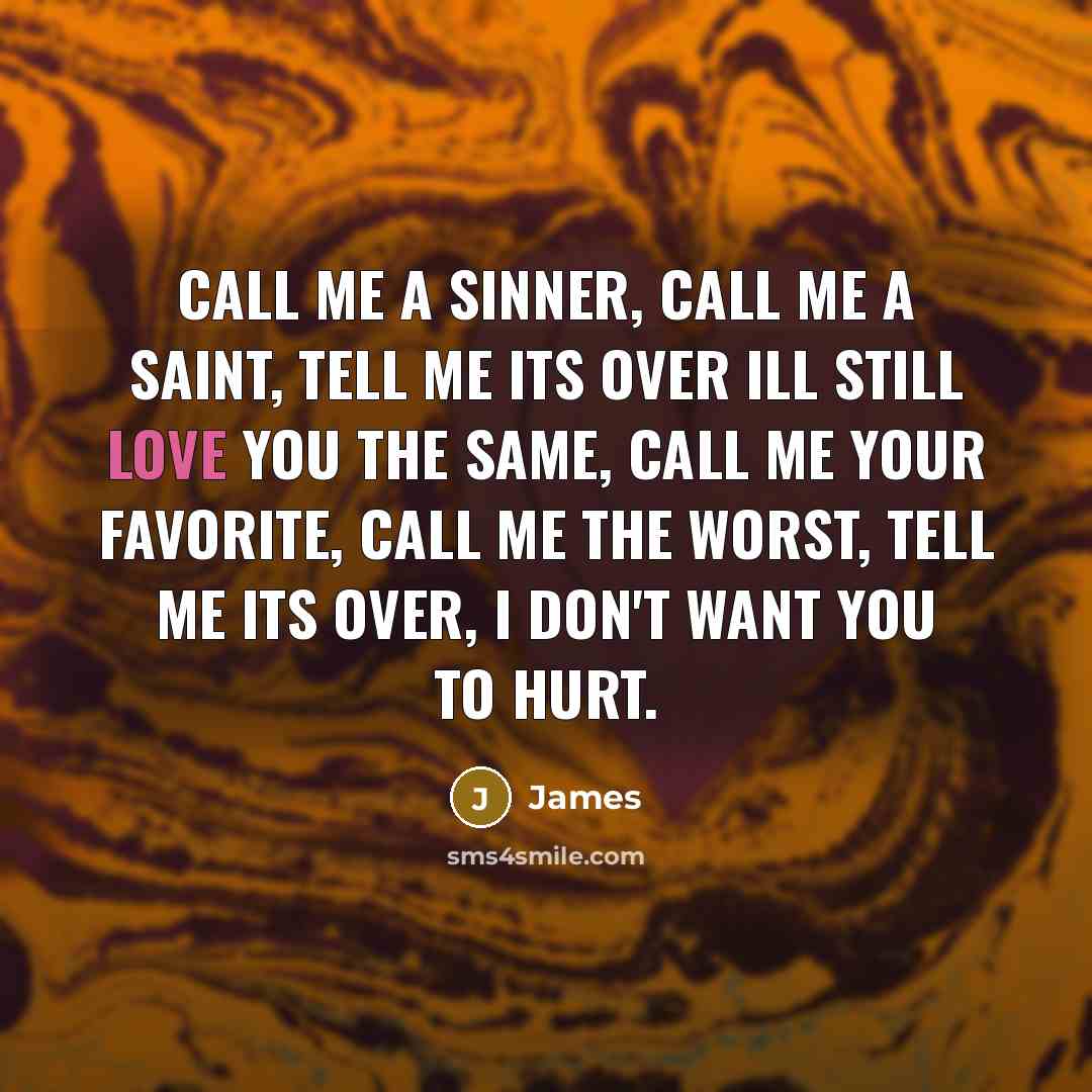 “Call me a sinner, call me a saint, tell me…” quote by James