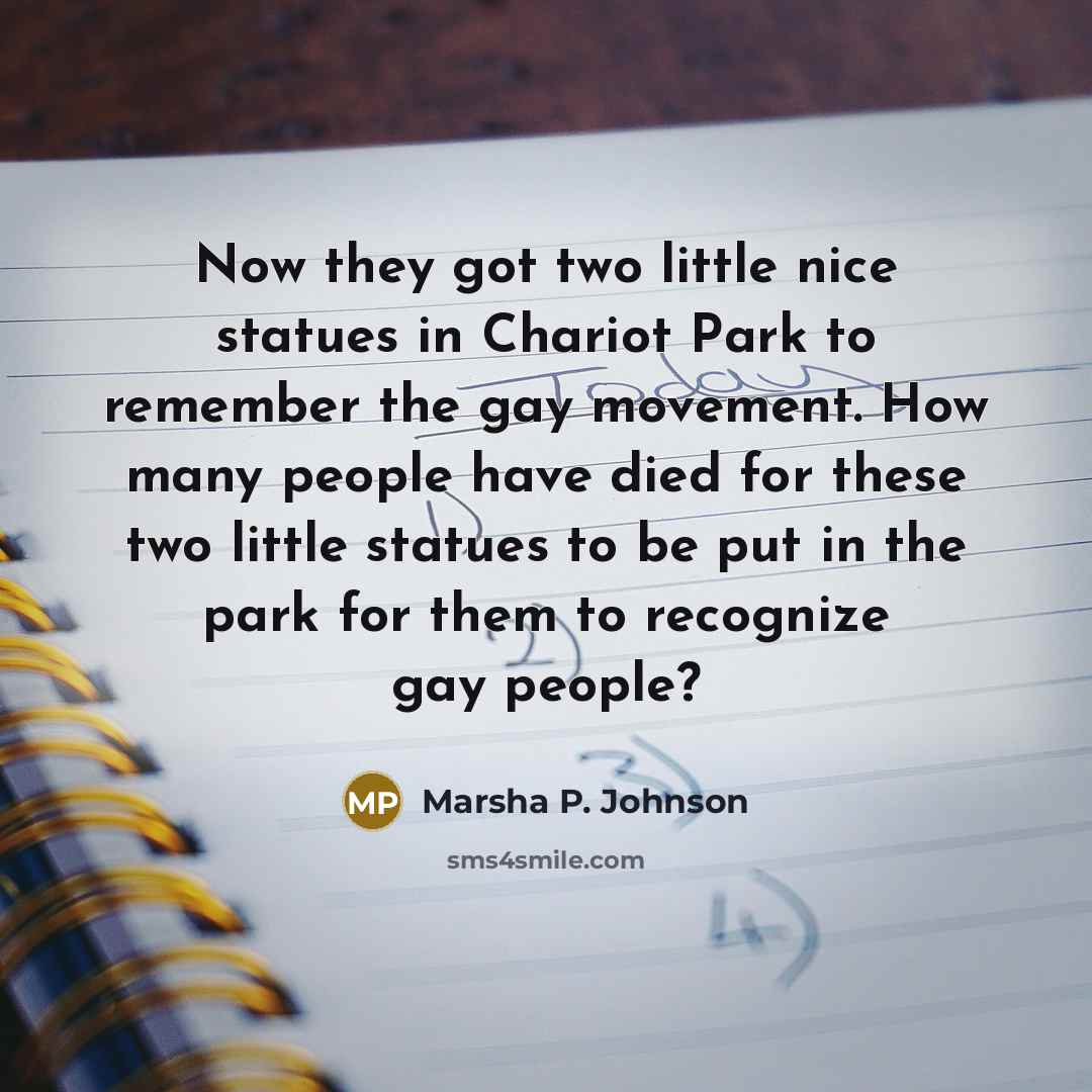 “Now they got two little nice statues in Chariot Park…” quote by Marsha P. Johnson