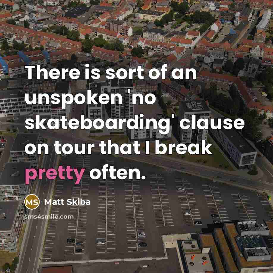 “There is sort of an unspoken 'no skateboarding' clause on…” quote by Matt Skiba