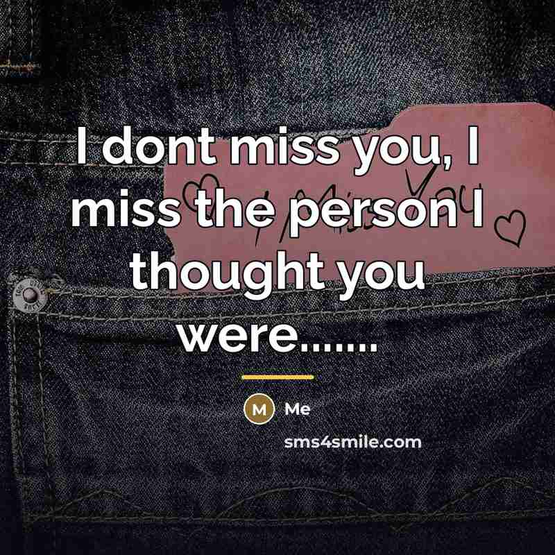 “I dont miss you, I miss the person I thought…” quote by Me