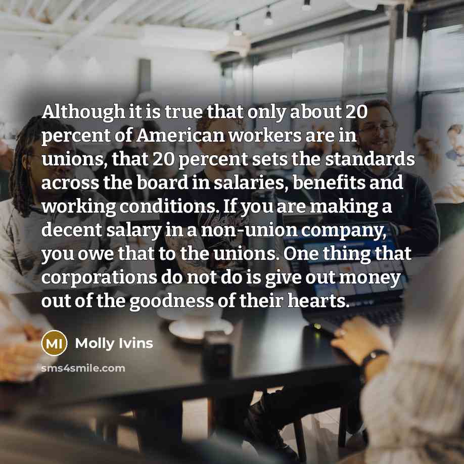 “Although it is true that only about 20 percent of…” quote by Molly Ivins