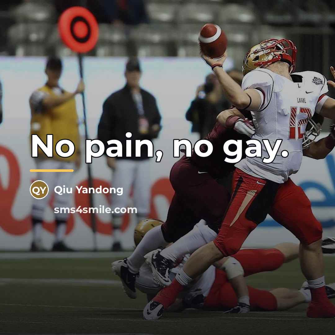 “No pain, no gay.…” quote by Qiu Yandong