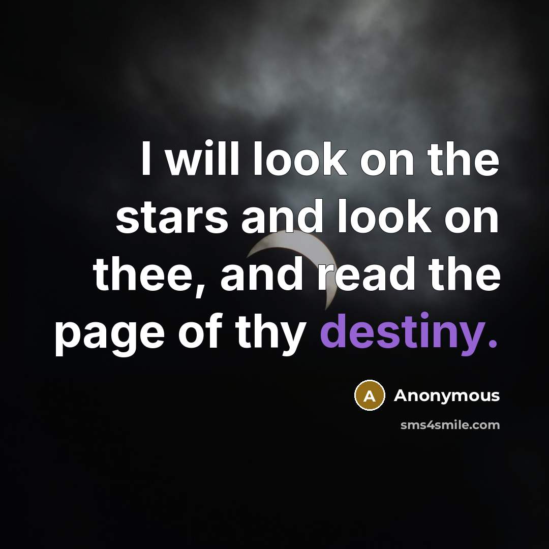 “I will look on the stars and look on thee,…” quote by Anonymous