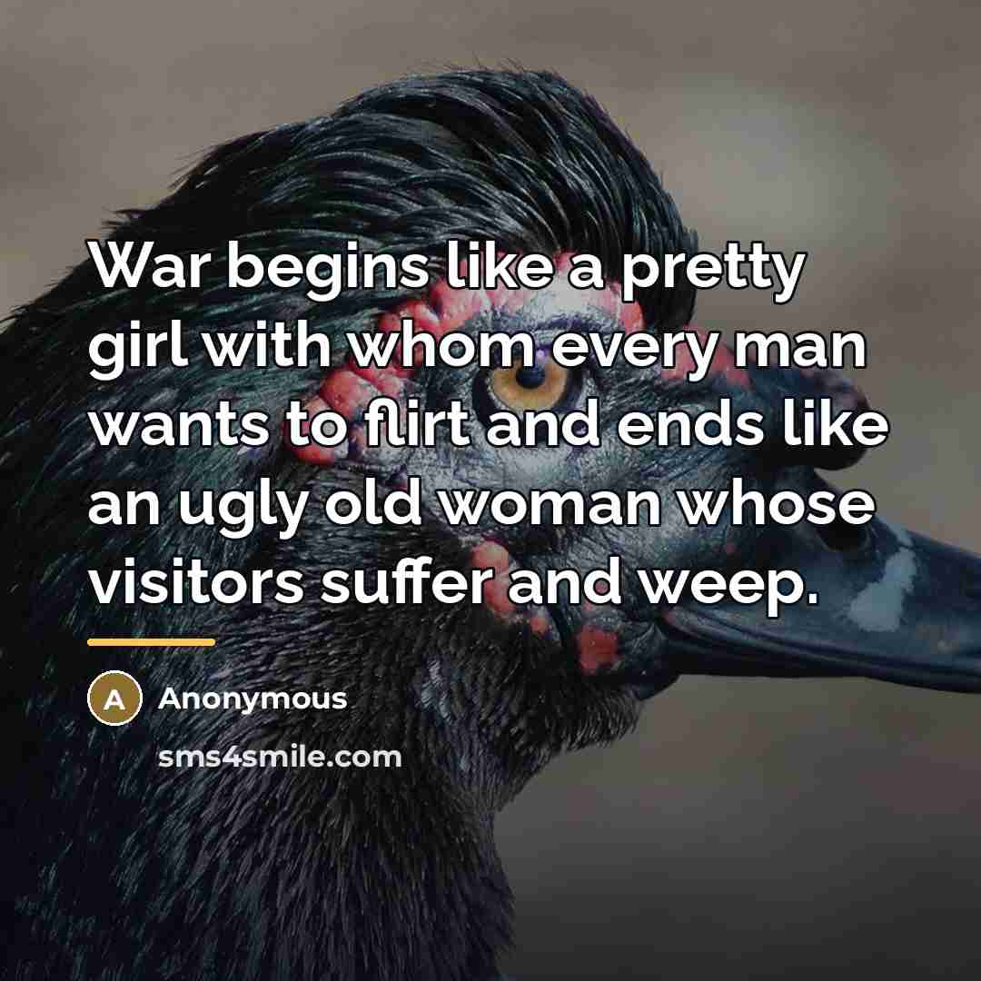 “War begins like a pretty girl with whom every man…” quote by Samuel Ha-Nagid