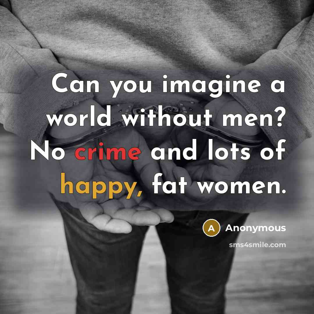 “Can you imagine a world without men? No crime and…” quote by Anonymous