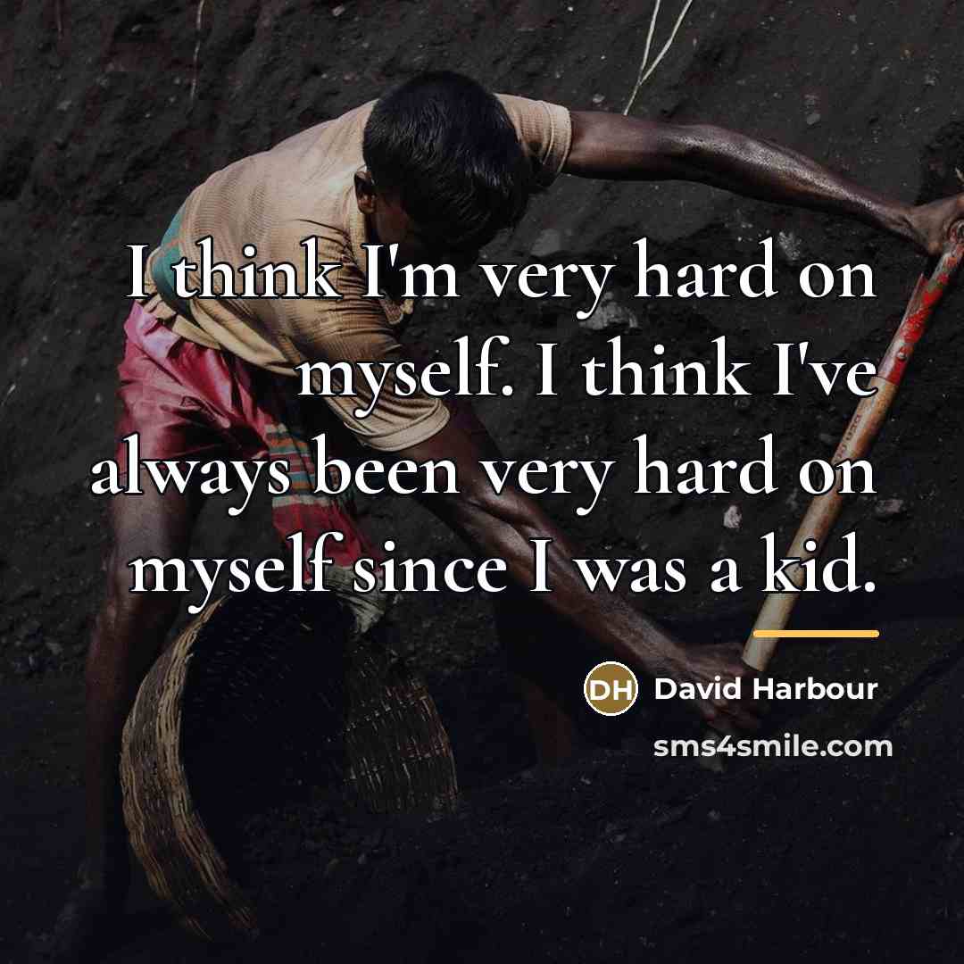 “I think I'm very hard on myself. I think I've…” quote by David Harbour