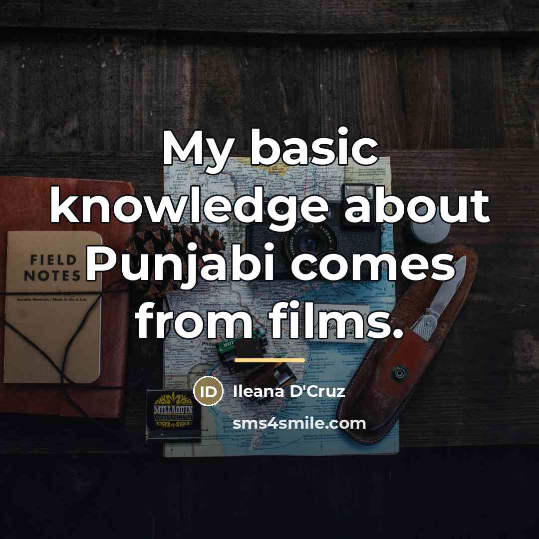 “My basic knowledge about Punjabi comes from films.…” quote by Ileana D'Cruz