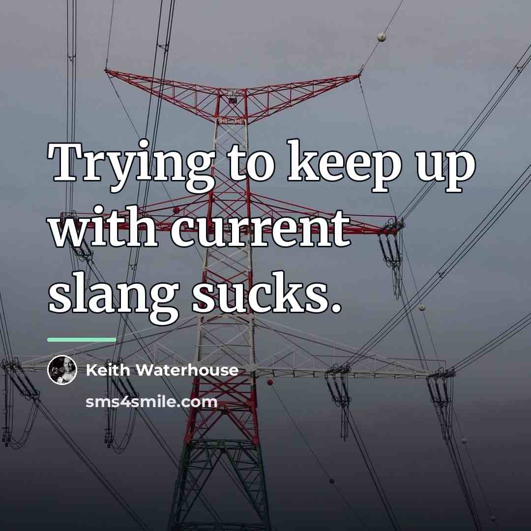 “Trying to keep up with current slang sucks.…” quote by Keith Waterhouse