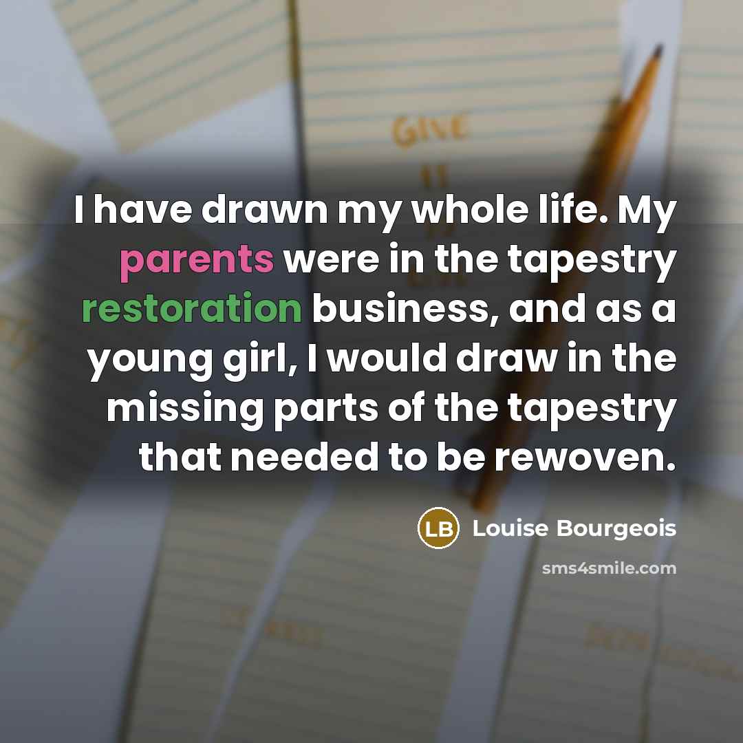 “I have drawn my whole life. My parents were in…” quote by Louise Bourgeois