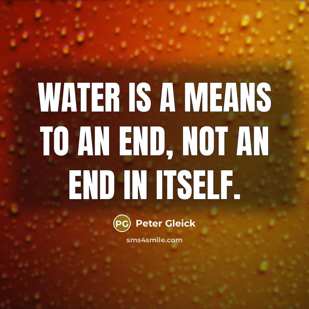“Water is a means to an end, not an end…” quote by Peter Gleick