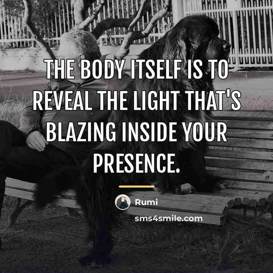 “The body itself is to reveal the light that's blazing…” quote by Rumi