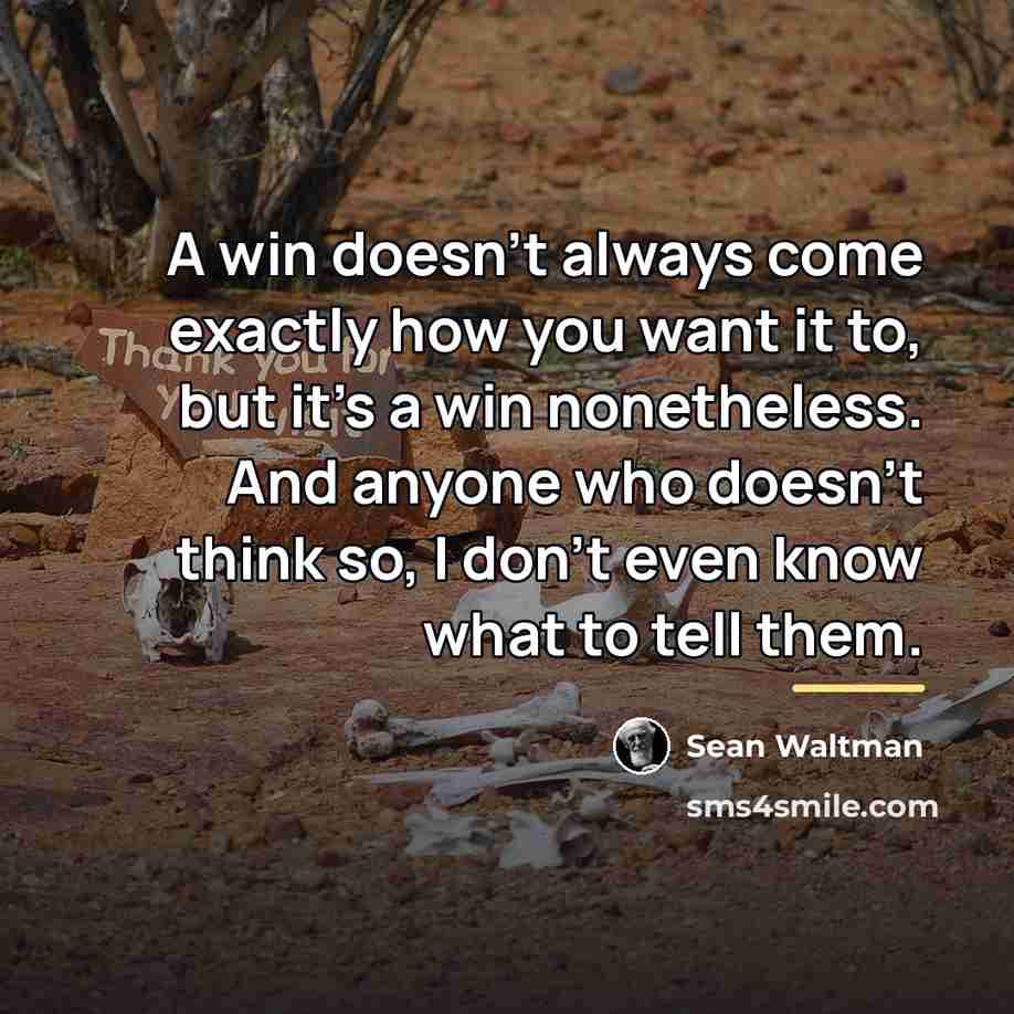 “A win doesn't always come exactly how you want it…” quote by Sean Waltman