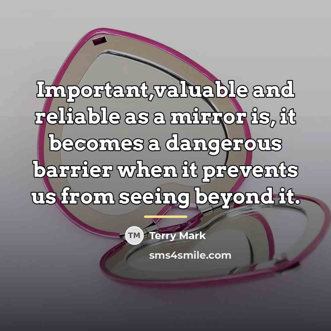 “Important,valuable and reliable as a mirror is, it becomes a…” quote by Terry Mark