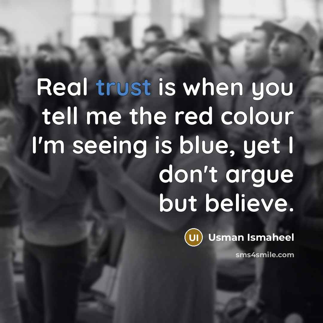 “Real trust is when you tell me the red colour…” quote by Usman Ismaheel