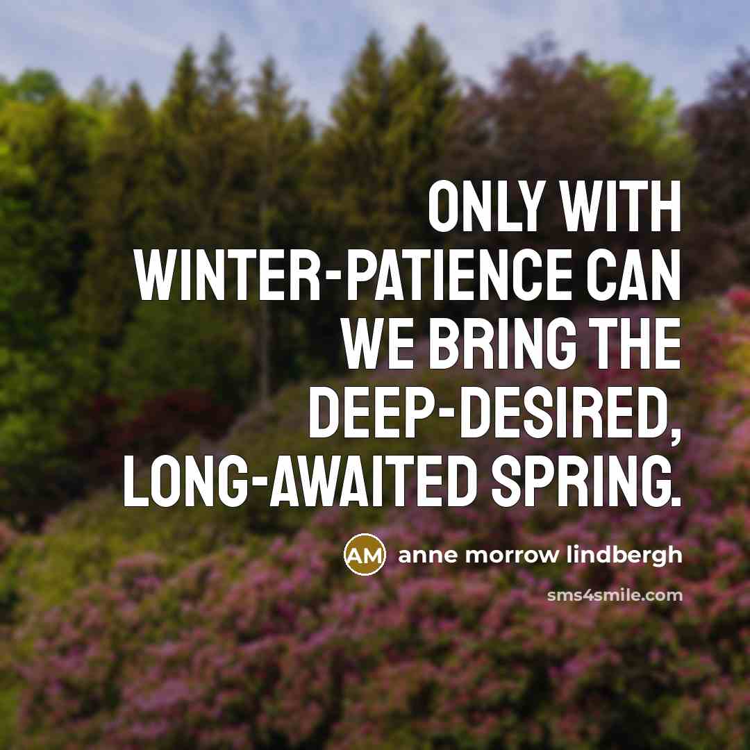 “Only with winter-patience can we bring the deep-desired, long-awaited Spring.…” quote by Anne Morrow Lindbergh