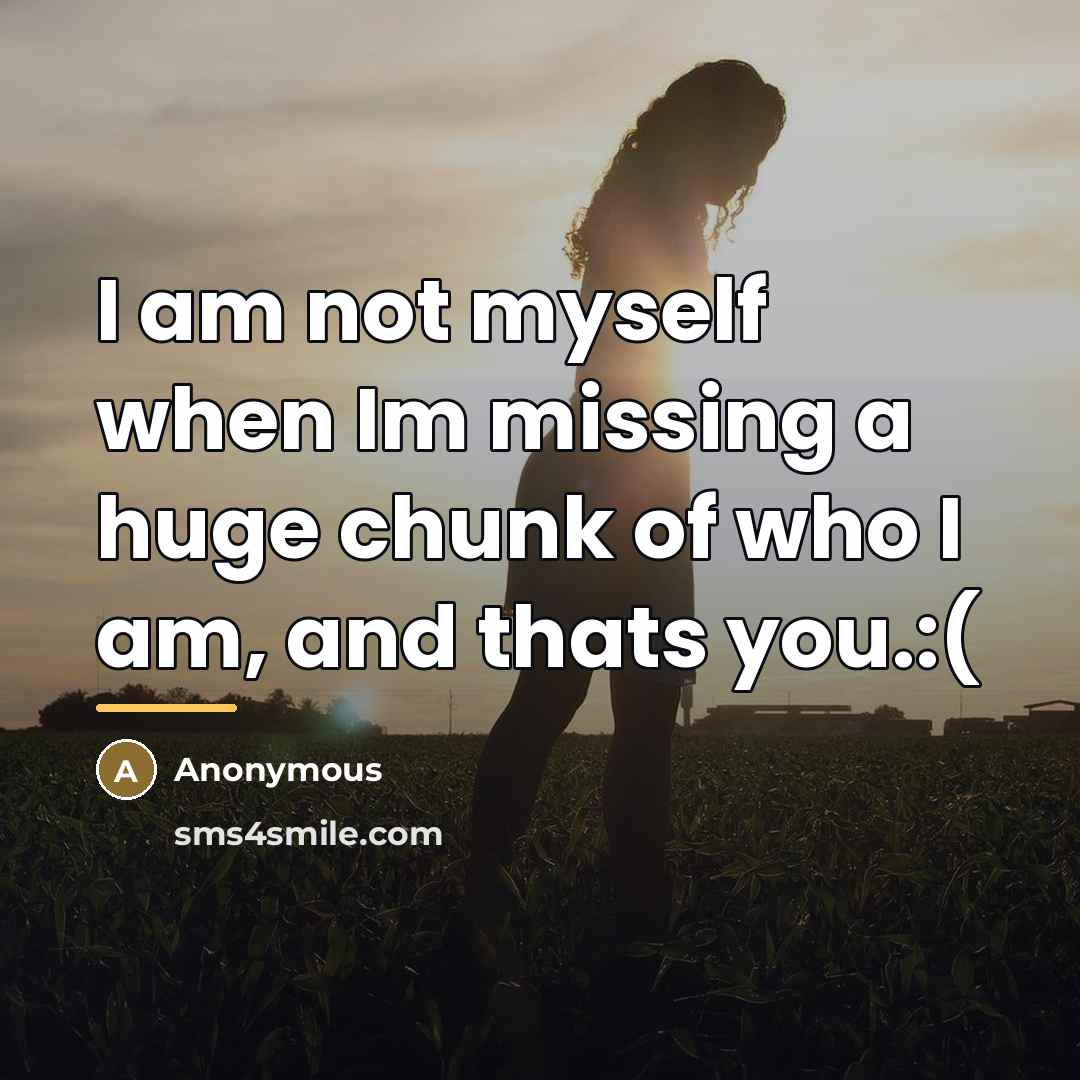 “I am not myself when Im missing a huge chunk…” quote by Anonymous