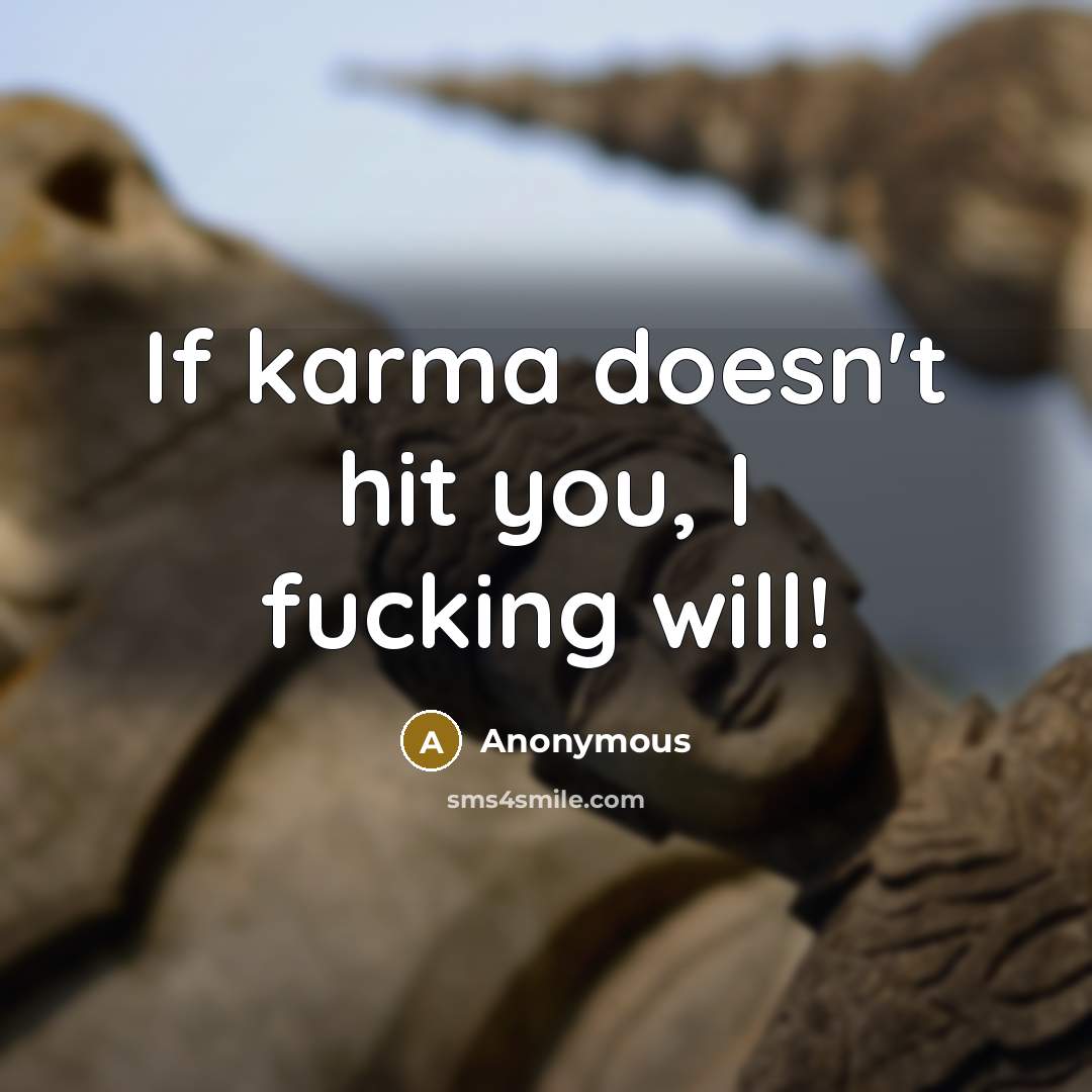 “If karma doesn't hit you, I fucking will!…” quote by Anonymous