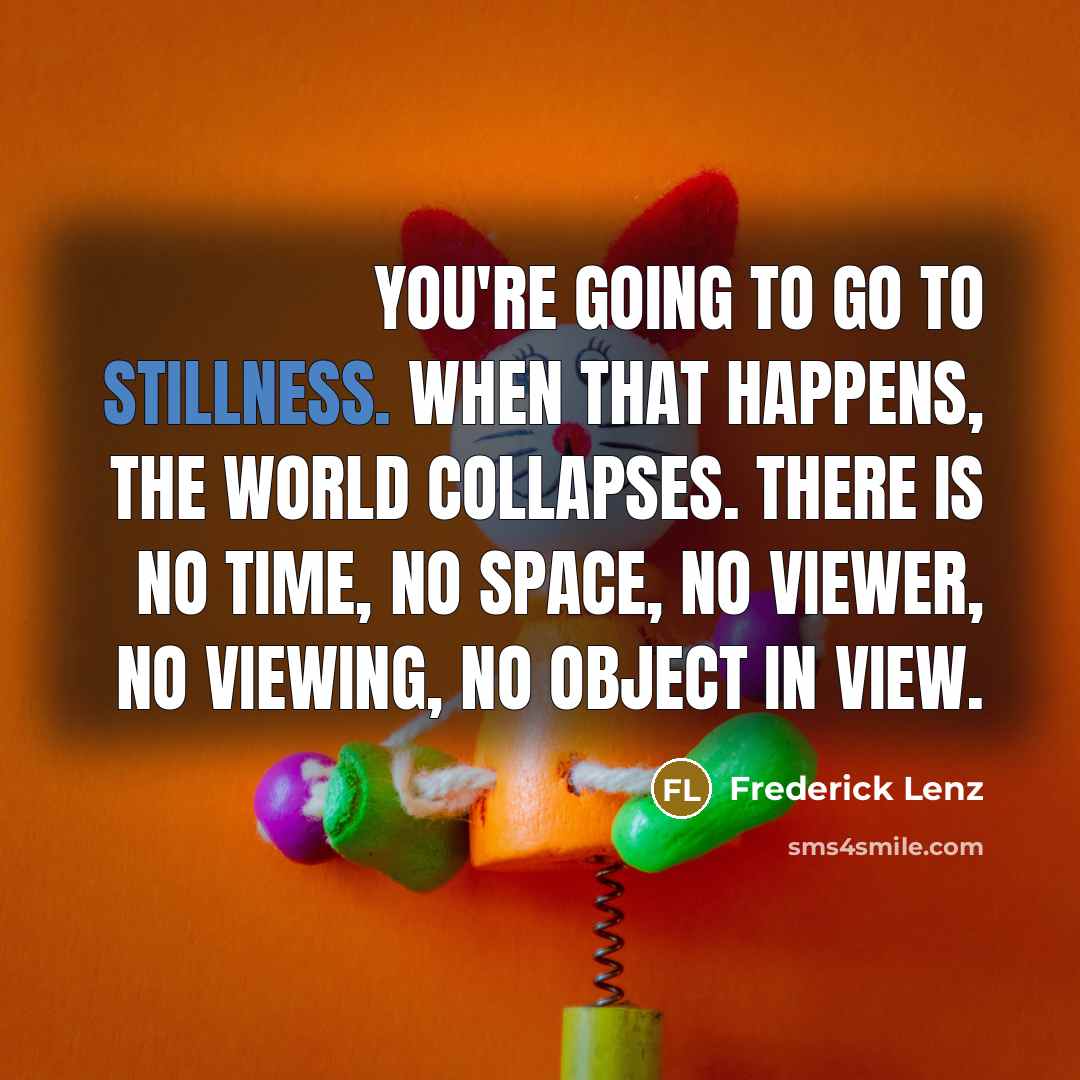 “You're going to go to stillness. When that happens, the…” quote by Frederick Lenz