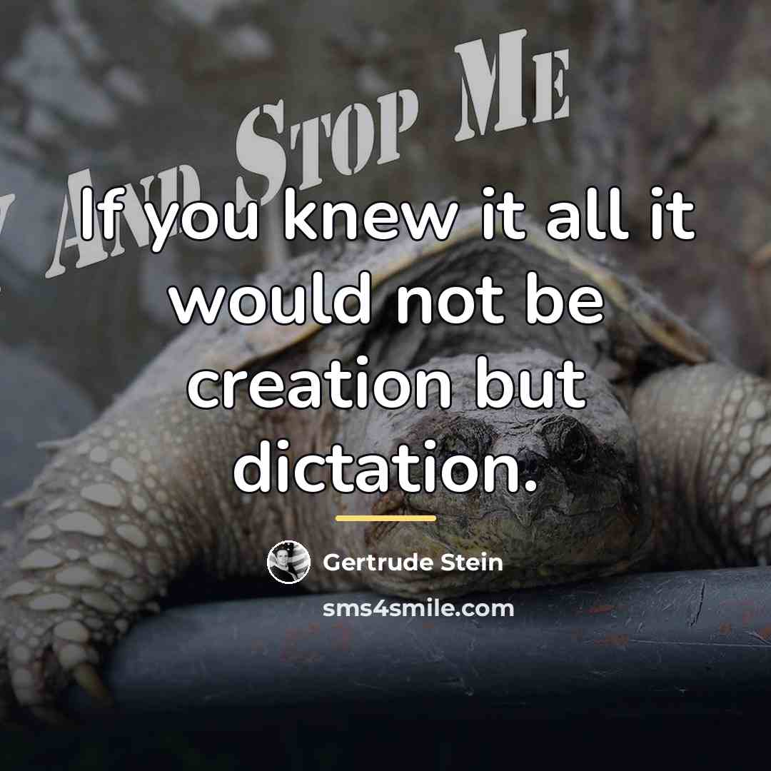 “If you knew it all it would not be creation…” quote by Gertrude Stein