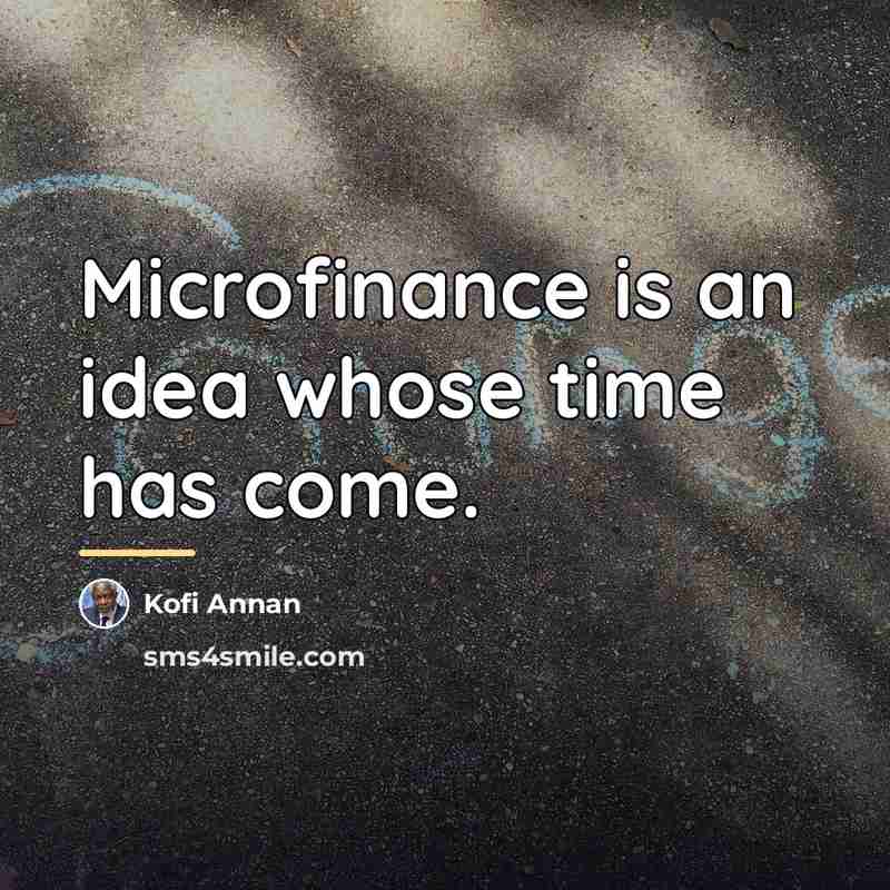 “Microfinance is an idea whose time has come.…” quote by Kofi Annan