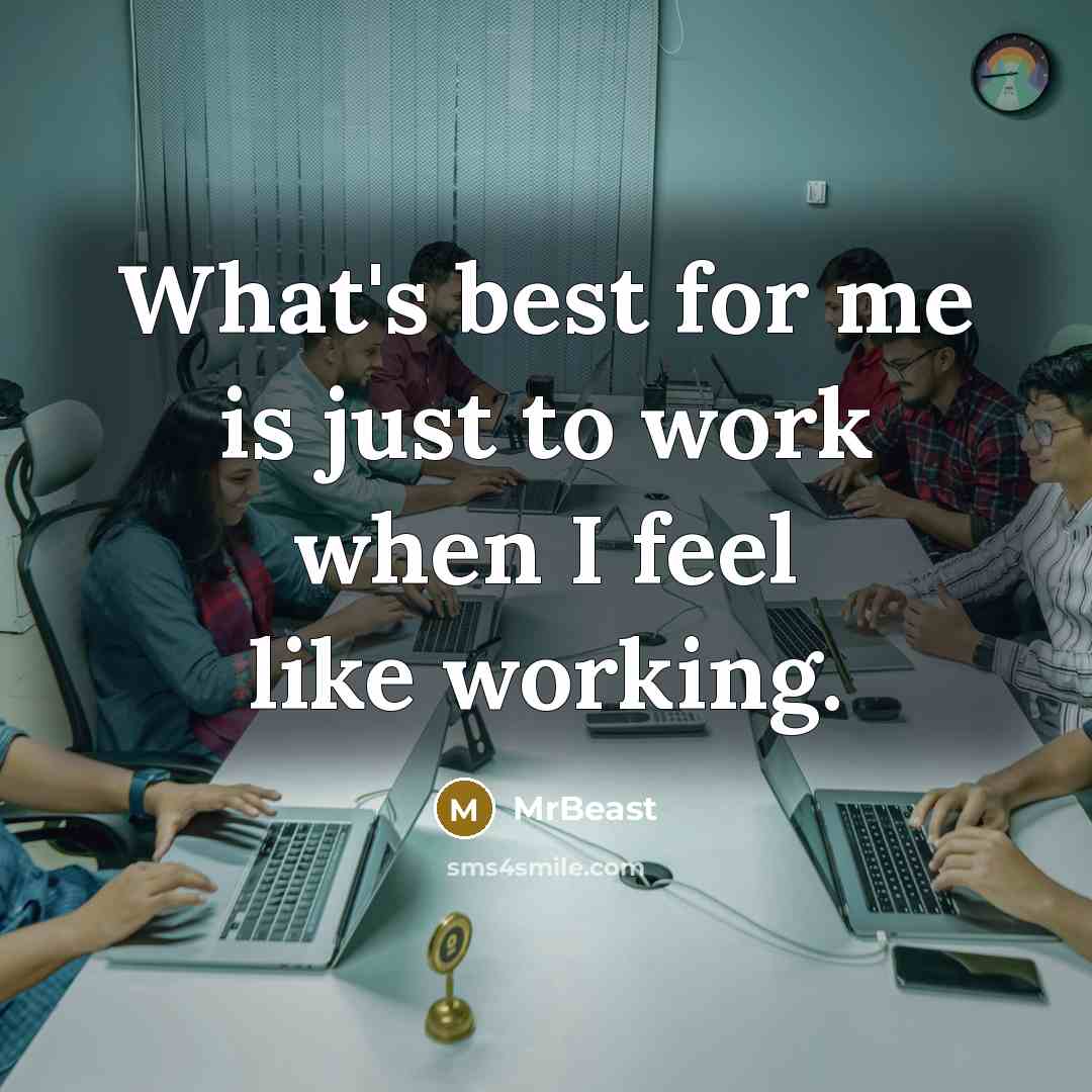 “What's best for me is just to work when I…” quote by MrBeast