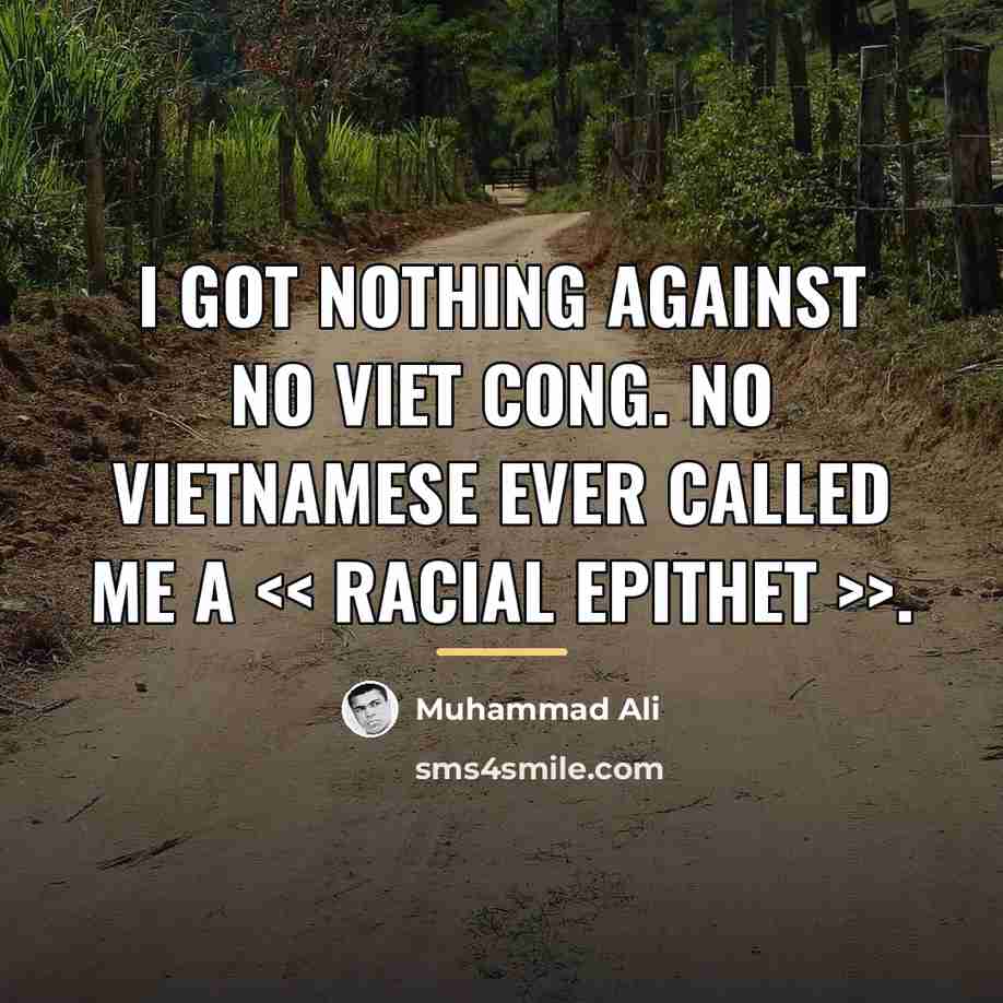 “I got nothing against no Viet Cong. No Vietnamese ever…” quote by Muhammad Ali