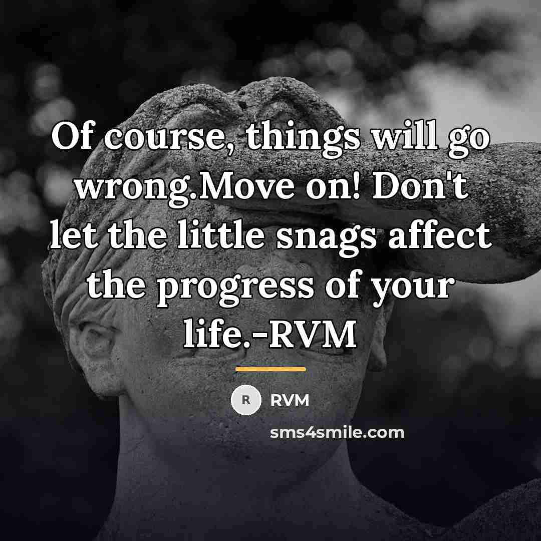 “Of course, things will go wrong.Move on! Don't let the…” quote by RVM