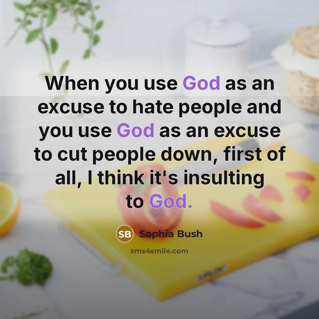 “When you use God as an excuse to hate people…” quote by Sophia Bush