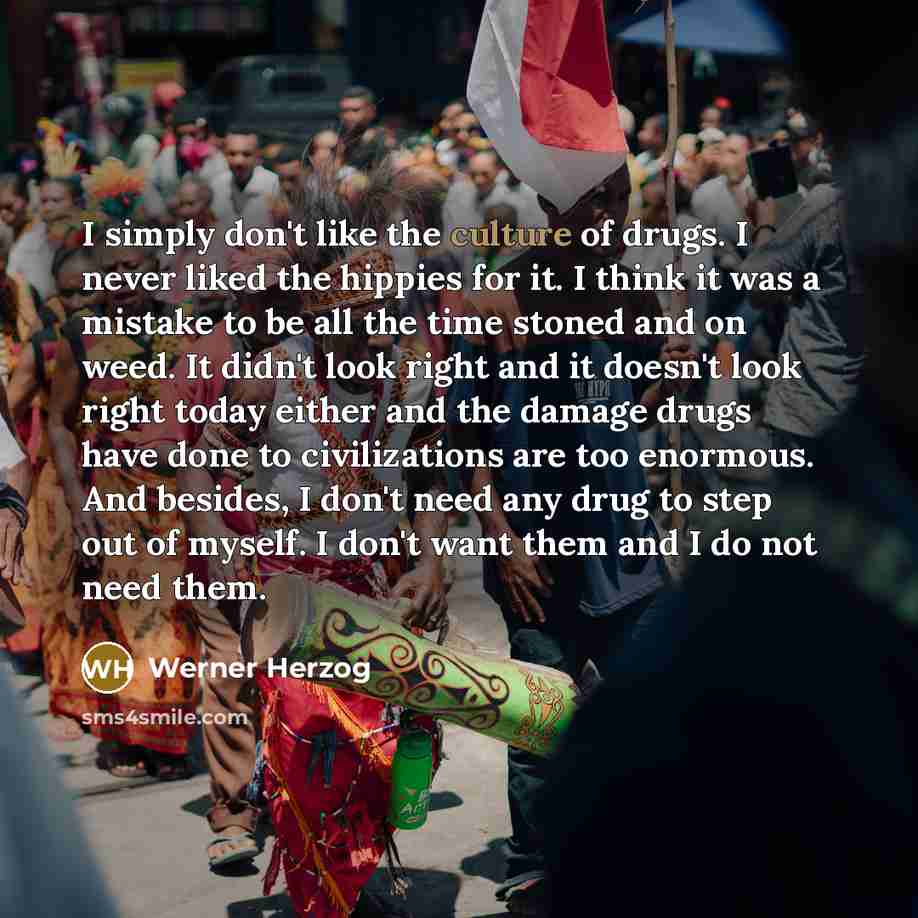 “I simply don't like the culture of drugs. I never…” quote by Werner Herzog