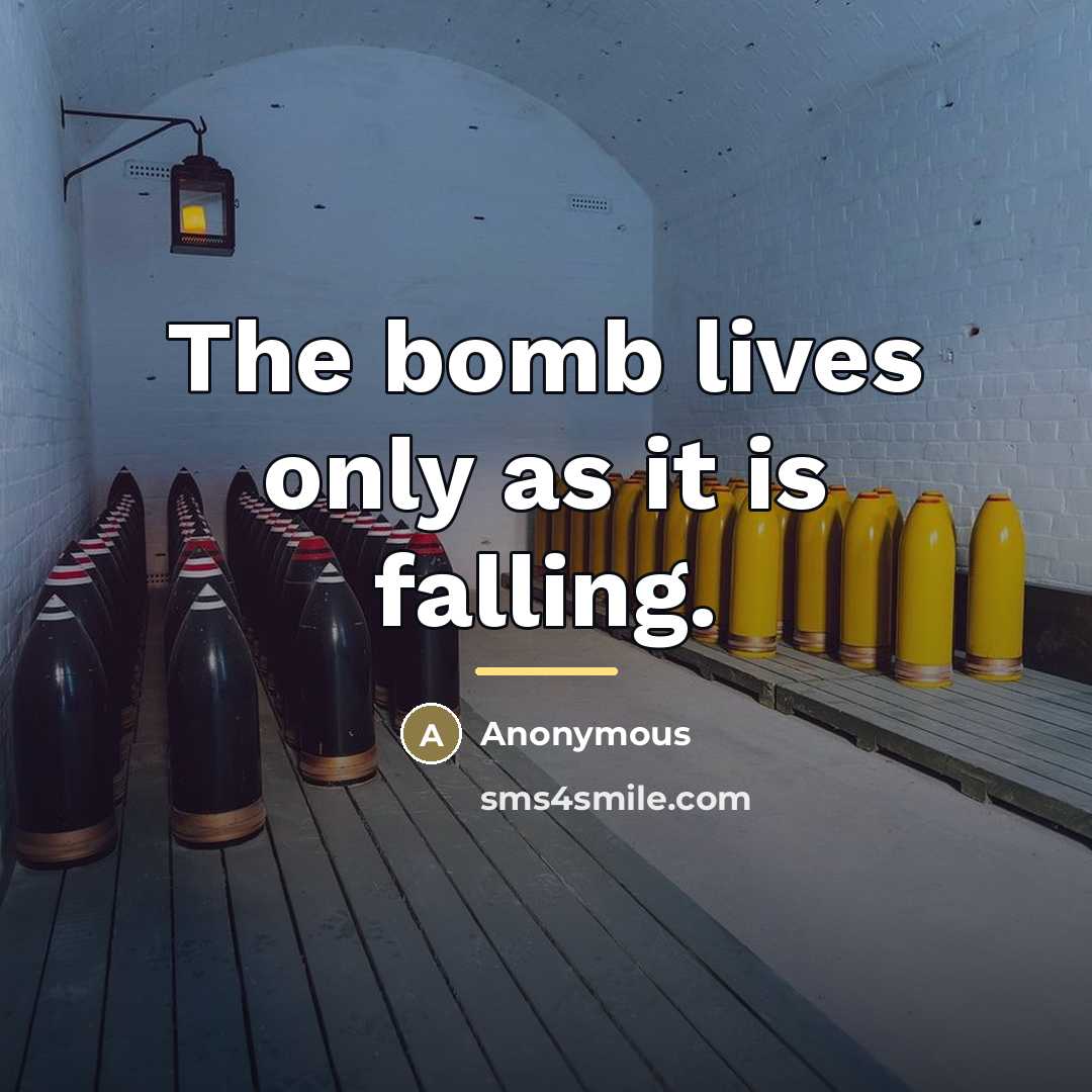 “The bomb lives only as it is falling.…” quote by Anonymous