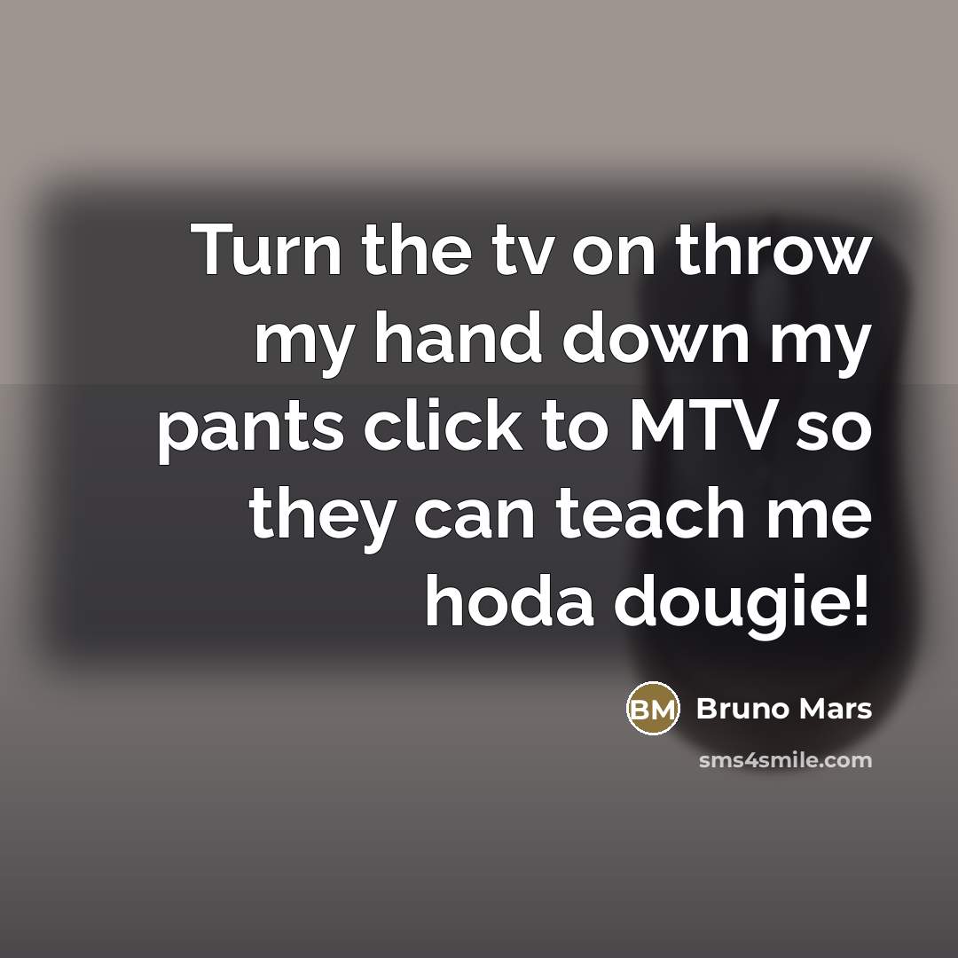 “Turn the tv on throw my hand down my pants…” quote by Bruno Mars