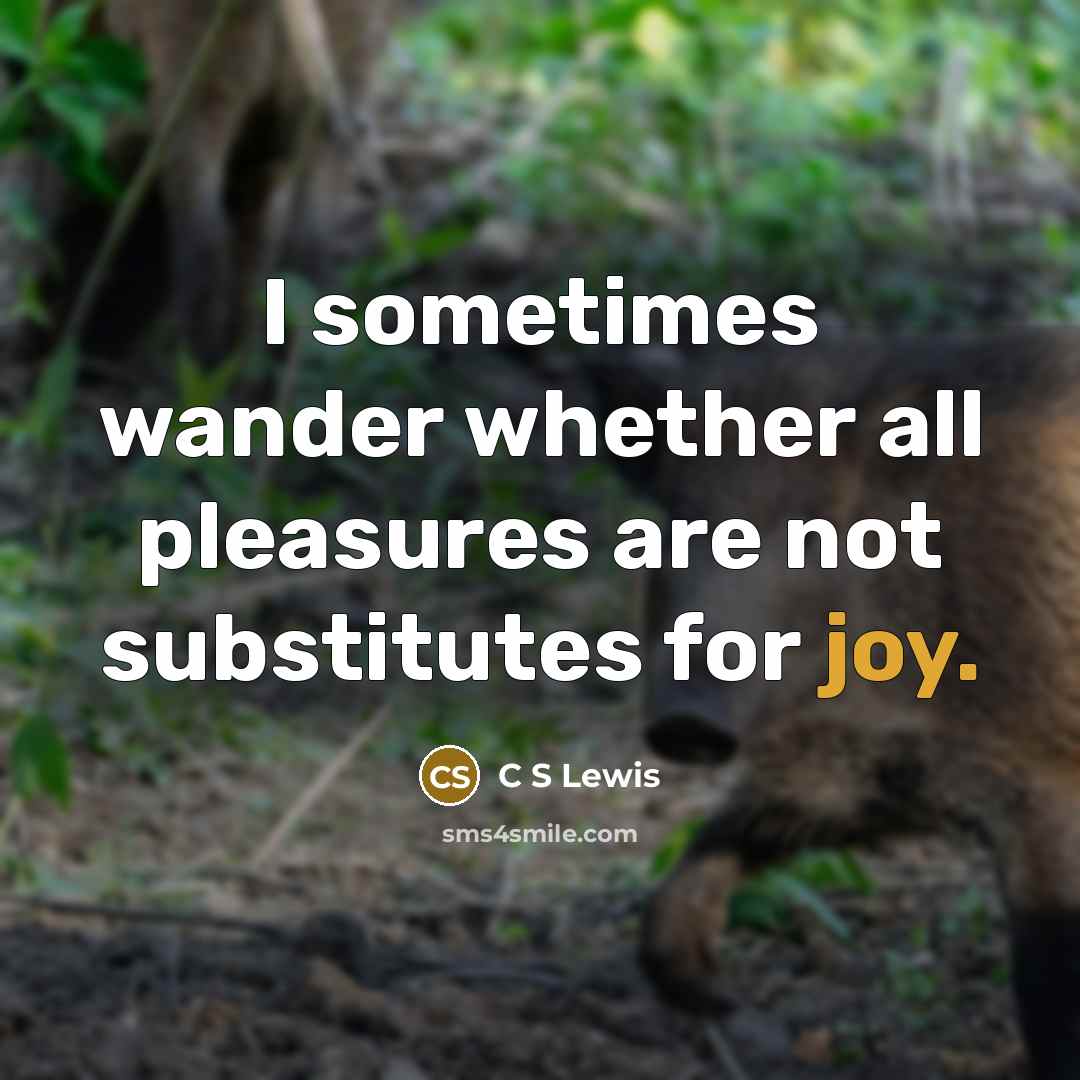 “I sometimes wander whether all pleasures are not substitutes for…” quote by C S Lewis