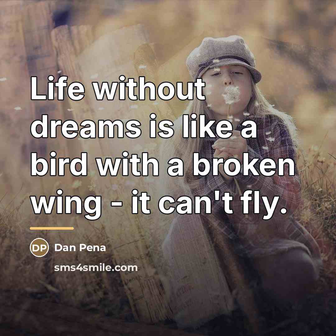 “Life without dreams is like a bird with a broken…” quote by Dan Pena