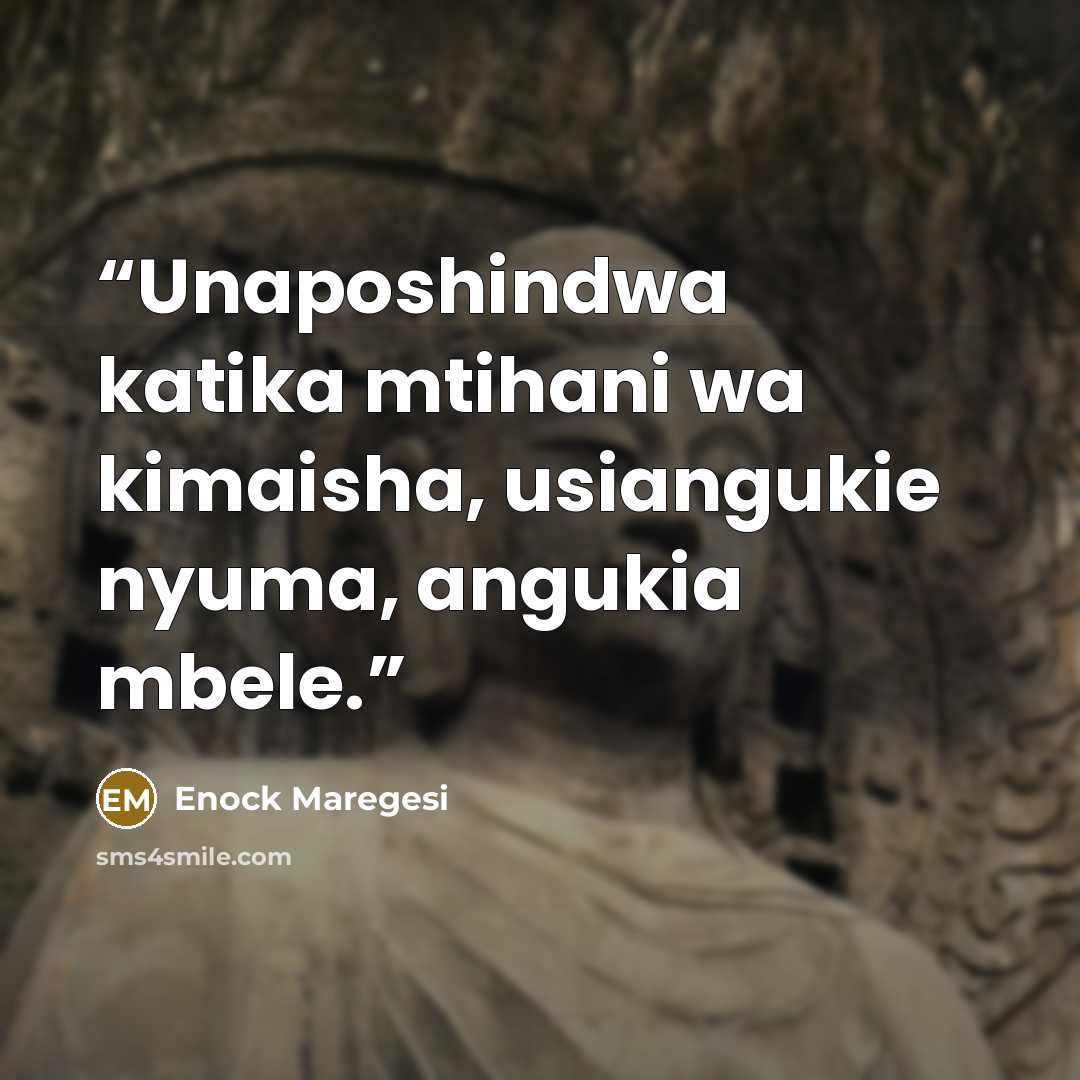 “Unaposhindwa katika mtihani wa kimaisha, usiangukie nyuma, angukia mbele.” quote by Enock Maregesi