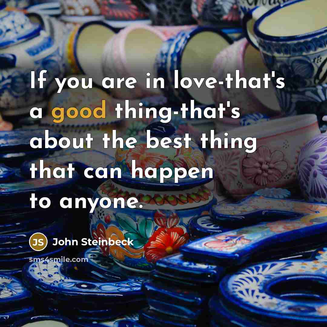 “If you are in love-that's a good thing-that's about the best thing that can happen to anyone.” quote by John Steinbeck