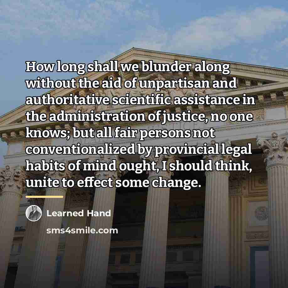 “How long shall we blunder along without the aid of…” quote by Learned Hand