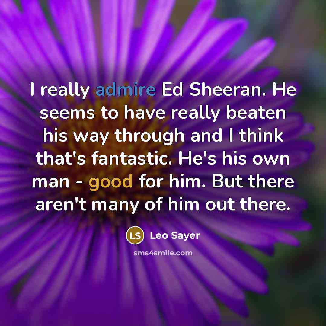 “I really admire Ed Sheeran. He seems to have really…” quote by Leo Sayer