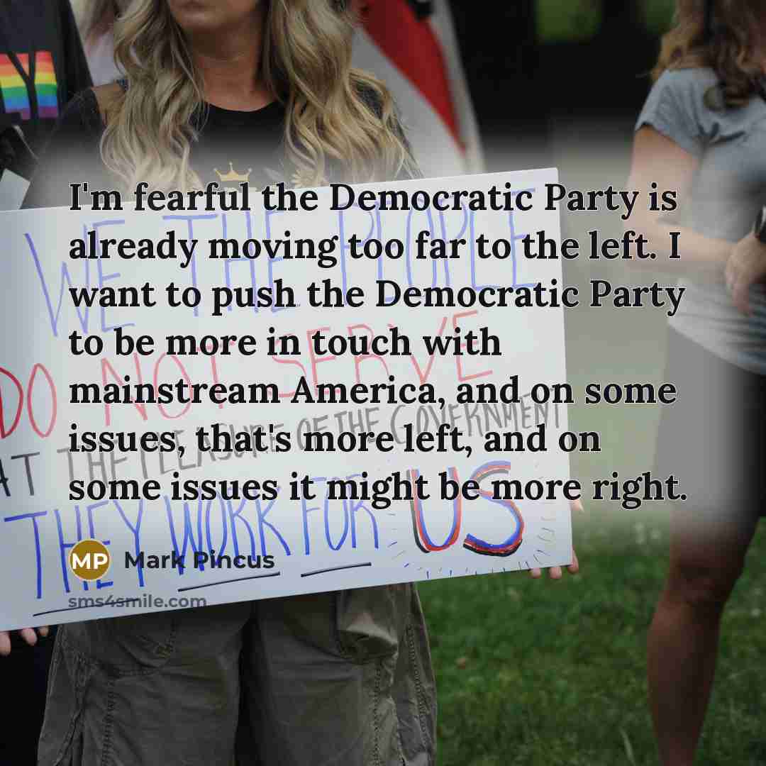“I'm fearful the Democratic Party is already moving too far…” quote by Mark Pincus