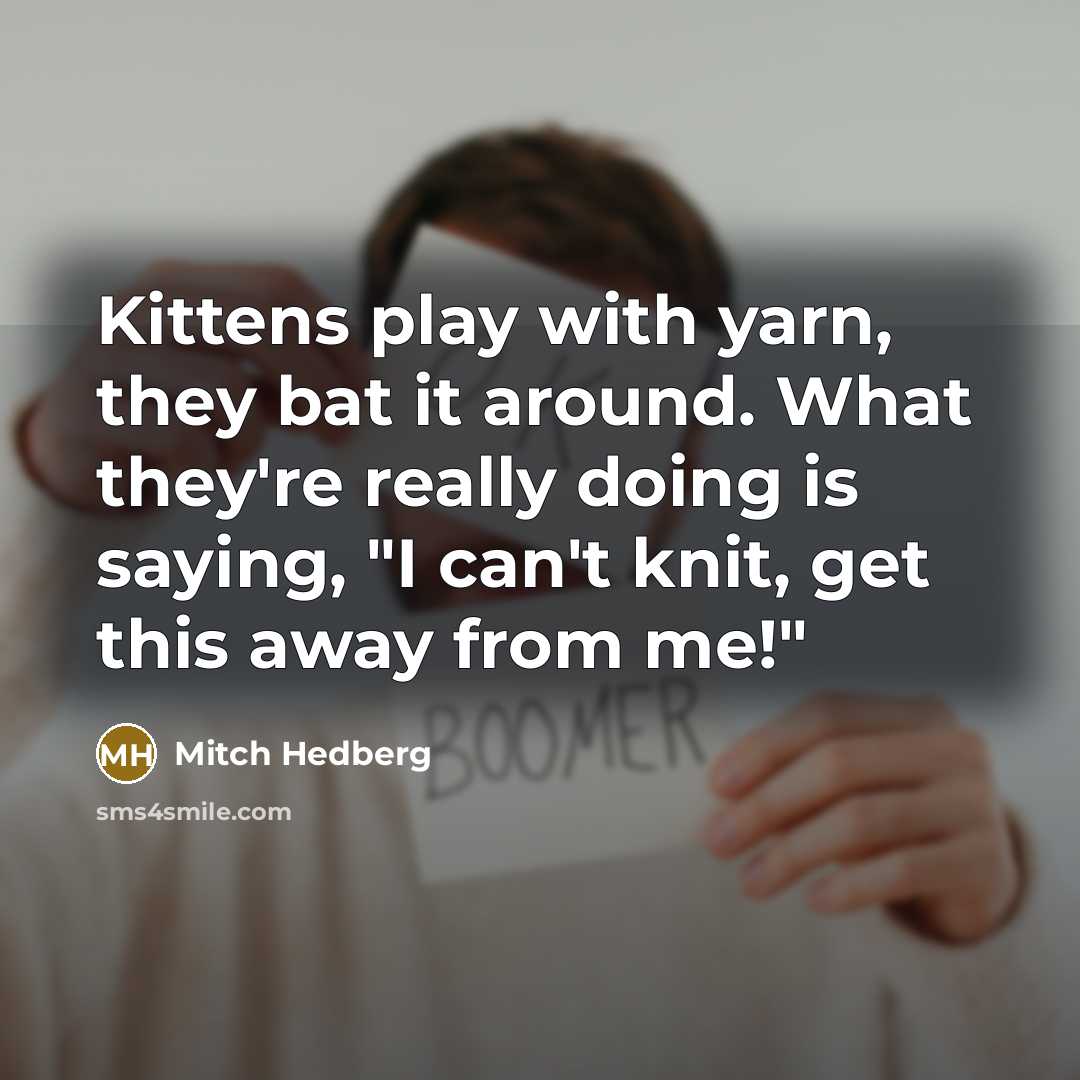 “Kittens play with yarn, they bat it around. What they're…” quote by Mitch Hedberg