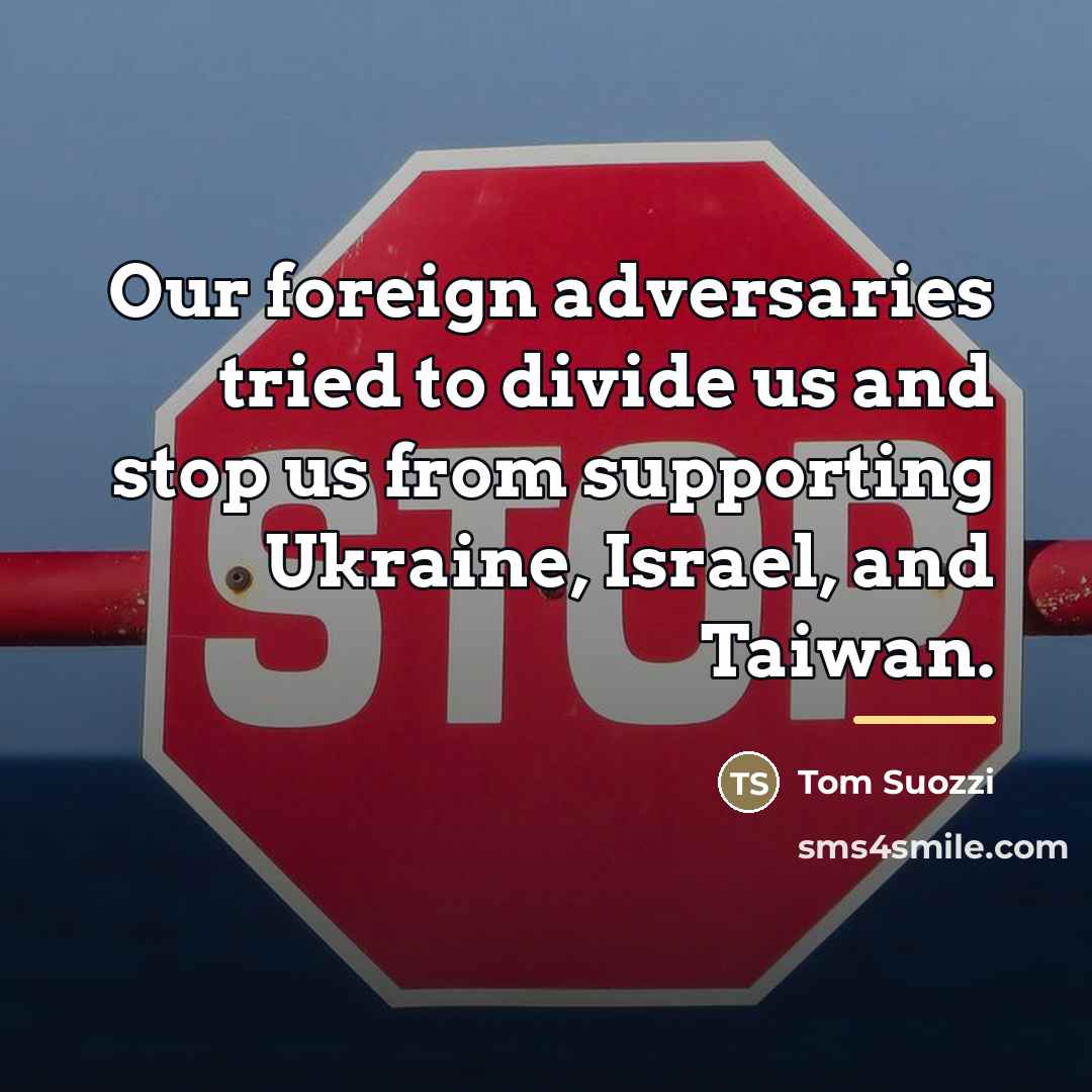 “Our foreign adversaries tried to divide us and stop us…” quote by Tom Suozzi