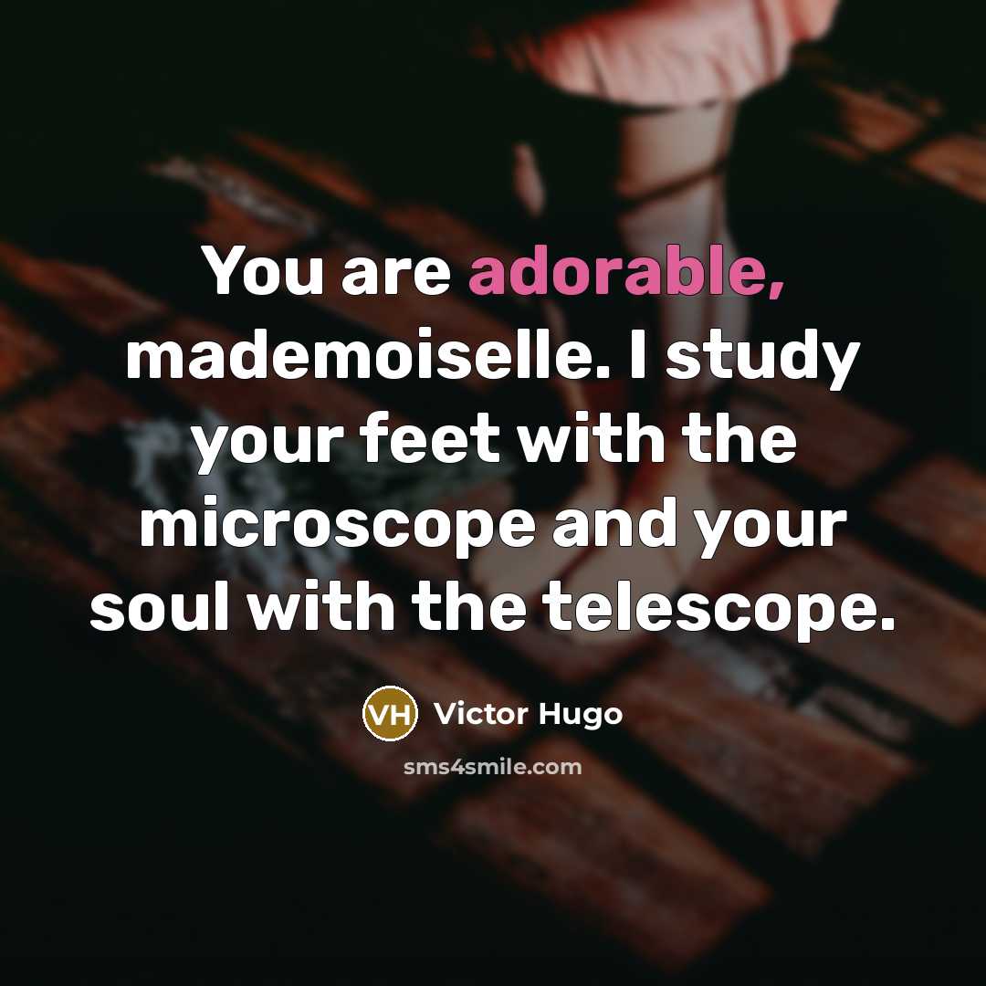 “You are adorable, mademoiselle. I study your feet with the…” quote by Victor Hugo