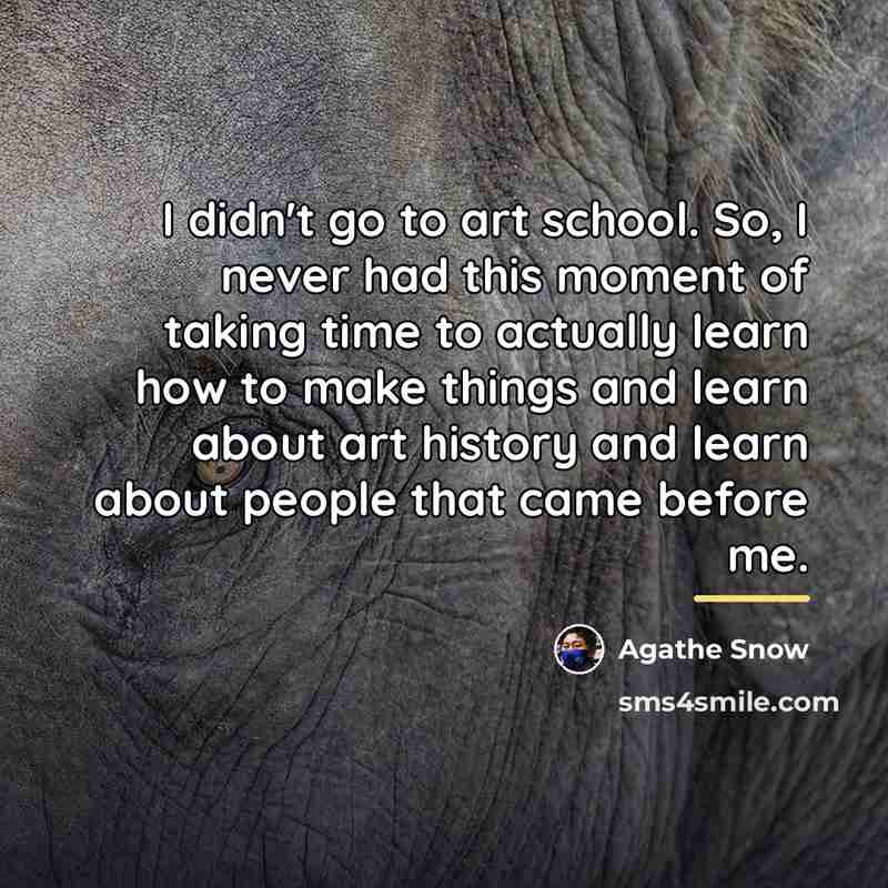 “I didn't go to art school. So, I never had…” quote by Agathe Snow