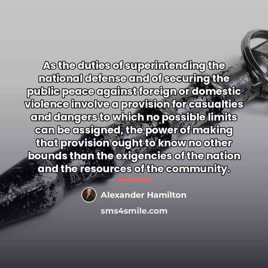 “As the duties of superintending the national defense and of…” quote by Alexander Hamilton