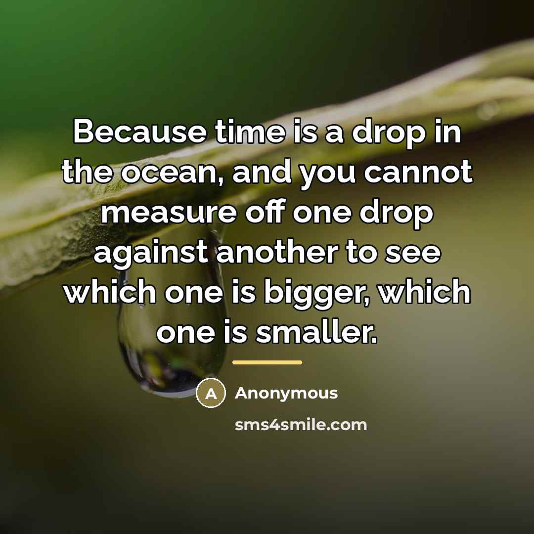 “Because time is a drop in the ocean, and you…” quote by Anonymous