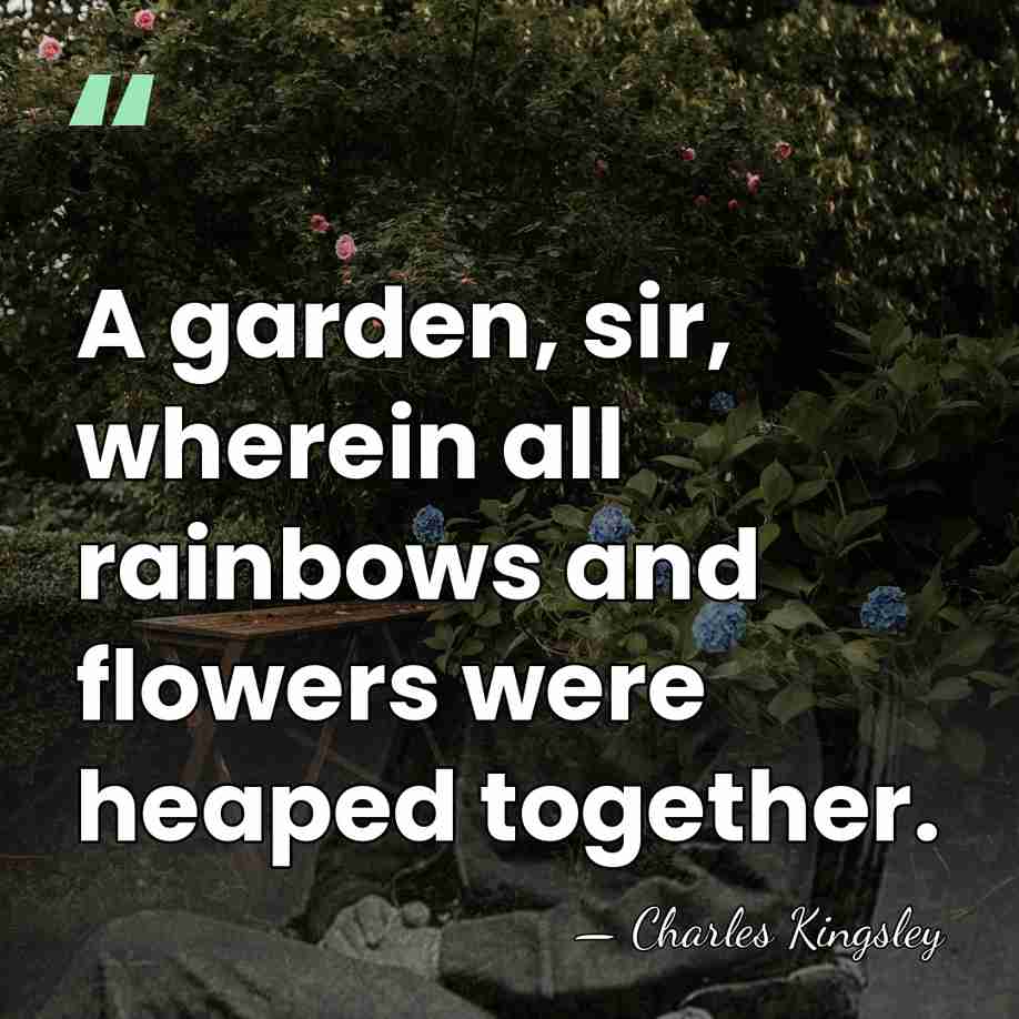 A garden, sir, wherein all rainbows and flowers were heaped together. - Charles Kingsley