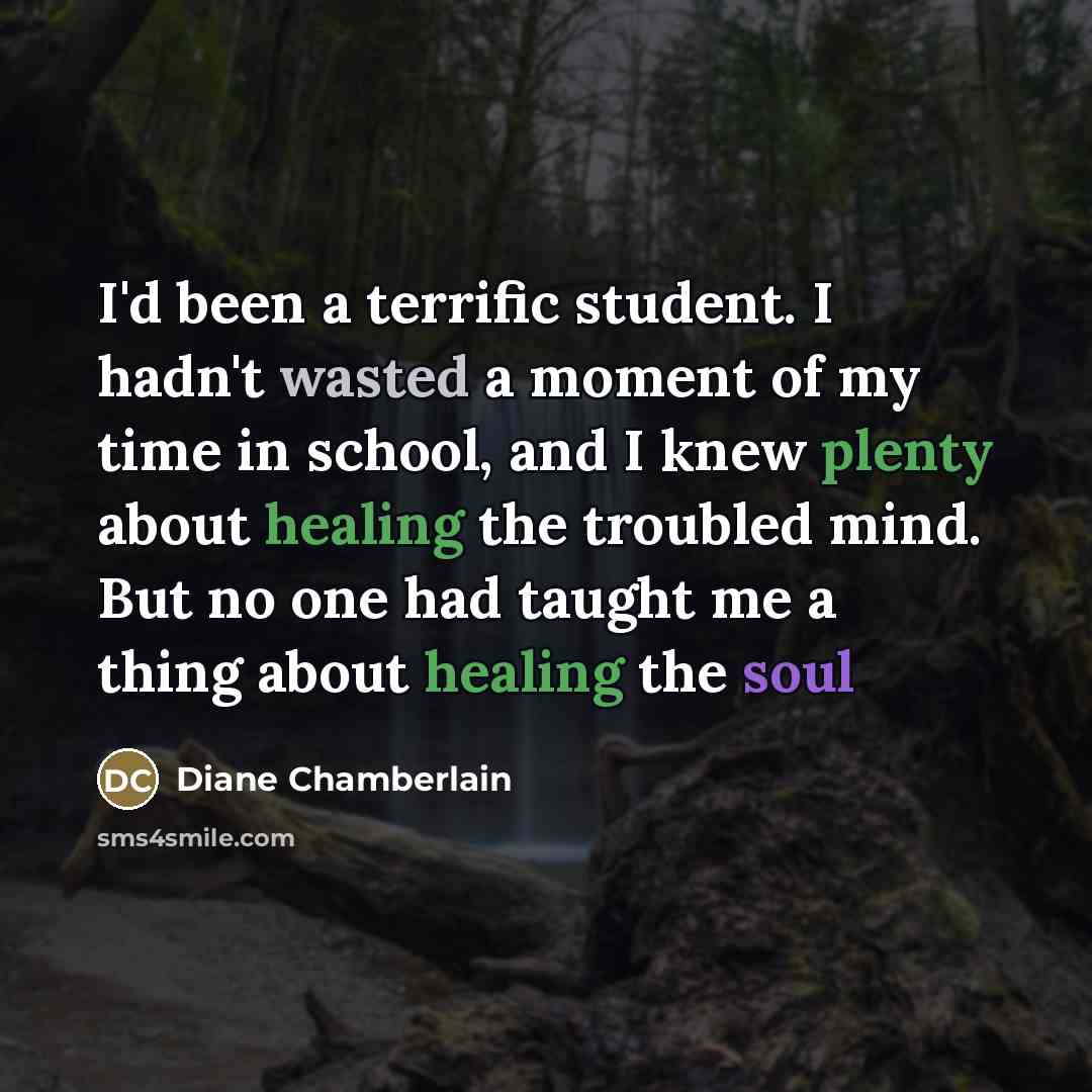 “I'd been a terrific student. I hadn't wasted a moment…” quote by Diane Chamberlain