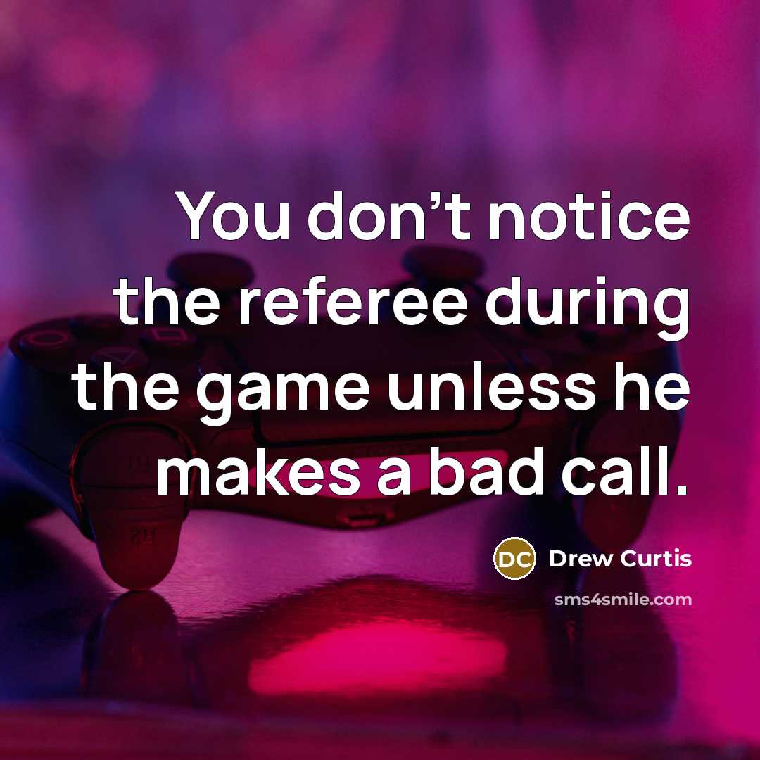 “You don't notice the referee during the game unless he makes a bad call.” quote by Drew Curtis