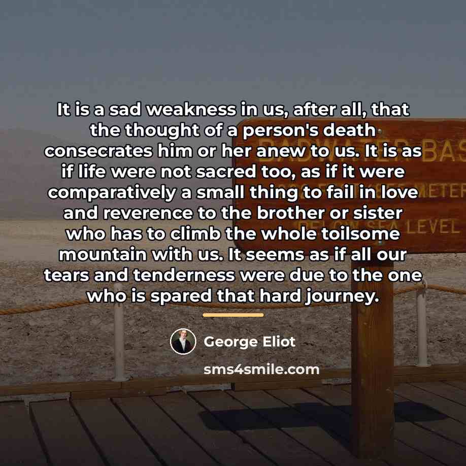 “It is a sad weakness in us, after all, that…” quote by George Eliot